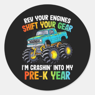 Rev Your Engines Shift Monster Lastbil förk 100 Da Runt Klistermärke