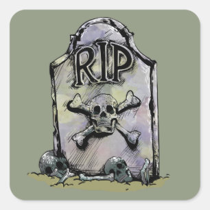REVAakvarellGravestone eller gravsten Fyrkantigt Klistermärke