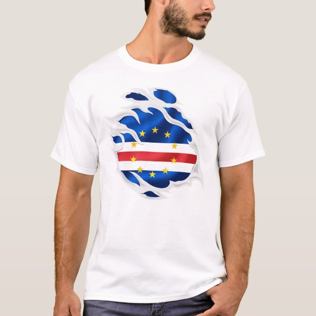 Revad Kap Verde flagga T Shirt (Framsida)