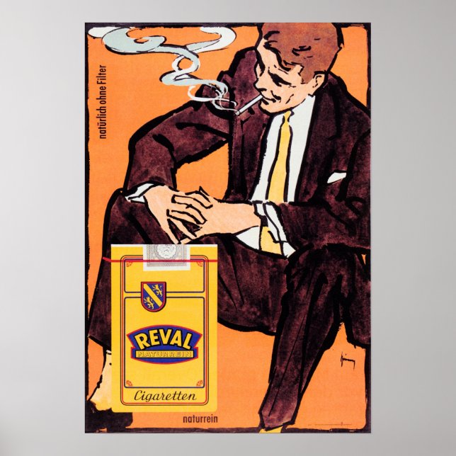 REVAL CIGARETTES Naturrein Cigaretten German Ad Poster (Framsidan)