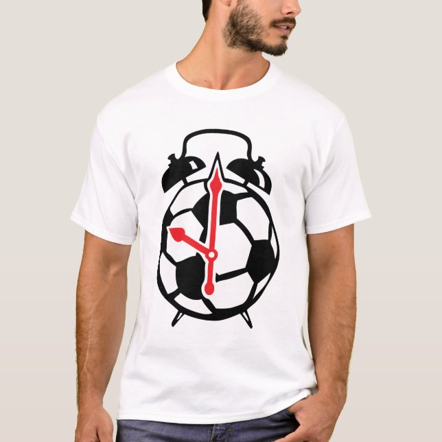 reveil foot soccer ballon Clock Uhr orologio T Shirt (Framsida)