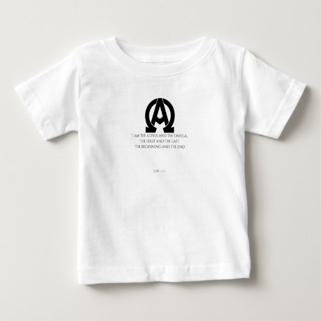 Revelation 22:13: "I am the Alpha and the Omega" T Shirt (Framsida)
