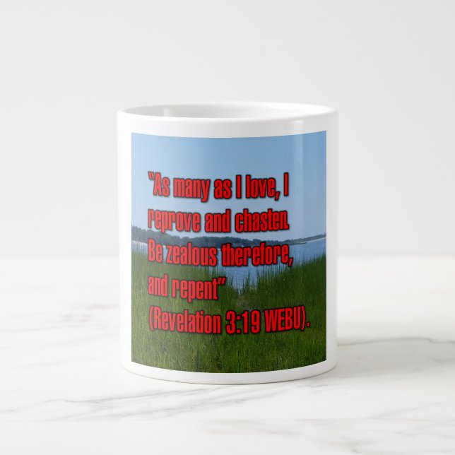 Revelation 3:19 WEBU Mug Jumbo Mugg (Framsidan)