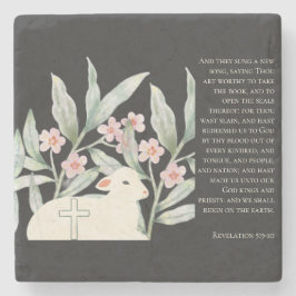 Revelation 5 Redeemed Black Square Stone Coaster Stenunderlägg