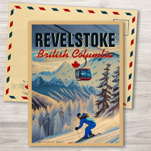 Revelstoke BC Canada Mountain Skiing Vintage 1950 Vykort