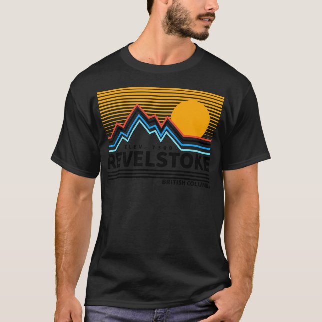 Revelstoke British Columbia Canada Vintage Retro T Shirt (Framsida)