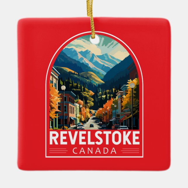 Revelstoke Canada Travel Art Vintage Julgransprydnad Keramik (Framsida)