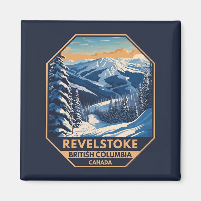 Revelstoke Canada Winter Vintage Magnet (Framsidan)