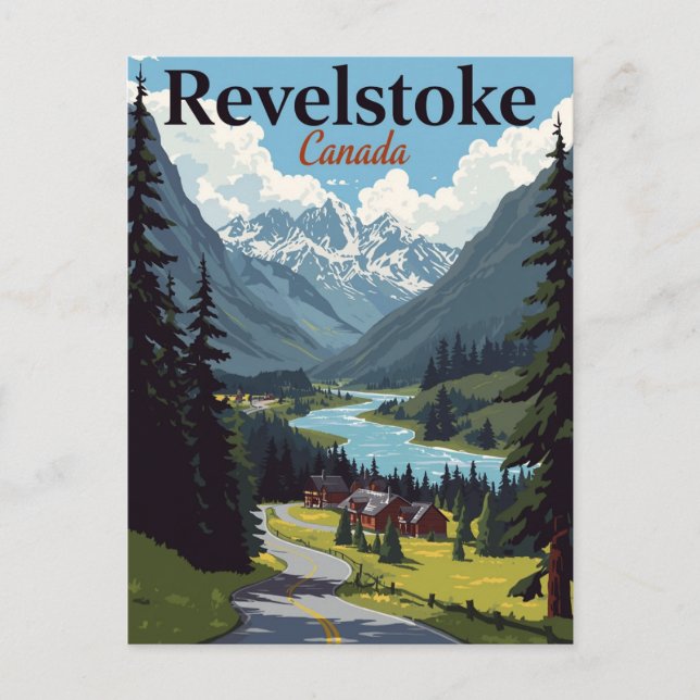 Revelstoke Kanada Vintage bergdal Vykort (Framsida)