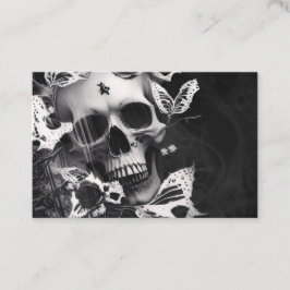 Revenants Embrace: Black and White Graphic Skull Visitkort
