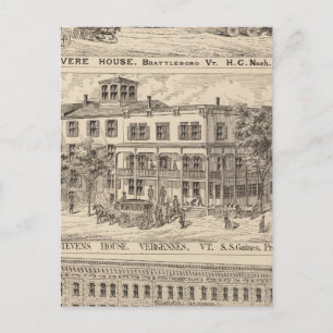 Revere House och Crosby Block i Brattleboro Vykort