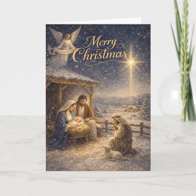 Reverent Nativity Scene  Helgkort (Framsida)