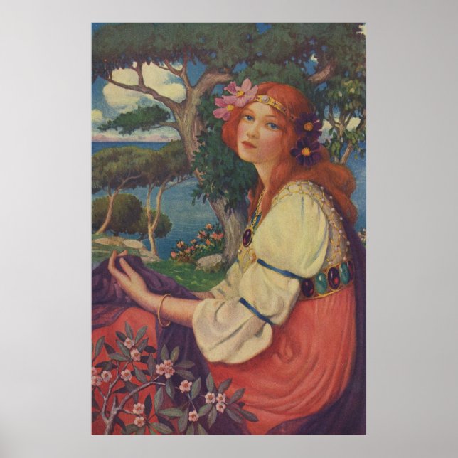 Reverie, 1908, Colorful Gypsy Girl Poster (Framsidan)