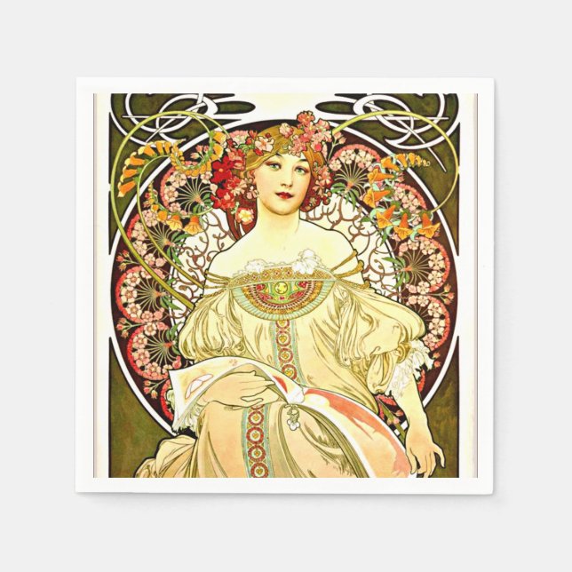 Reverie, bra konsmålning av Alfons Mucha Pappersservett (Framsidan)