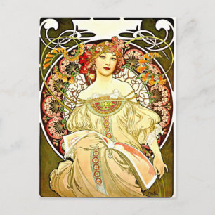 Reverie, bra konsmålning av Alfons Mucha Vykort
