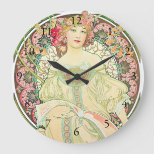 Reverie Champagne Advertisement Alphonse Mucha Stor Klocka