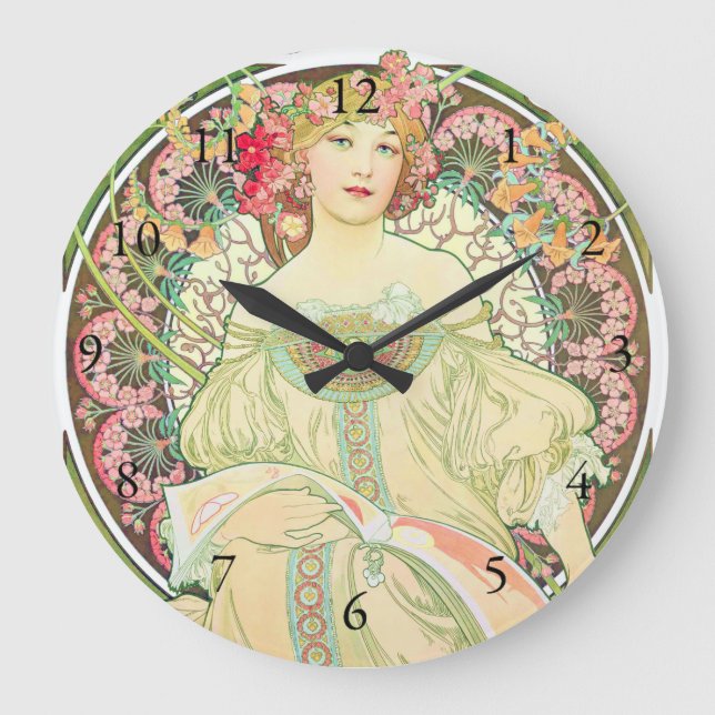 Reverie Champagne Advertisement Alphonse Mucha Stor Klocka (Framsida)