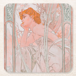 Reverie du Soir (1899) av Alphonse Mucha Underlägg Papper Kvadrat