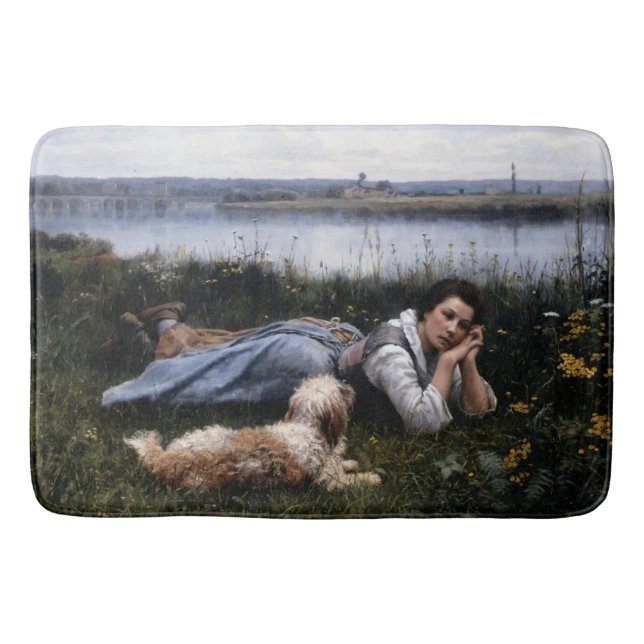 Reverie (flicka som Ljuger på Grass med sin Hund) Badrumsmatta (Framsidan)