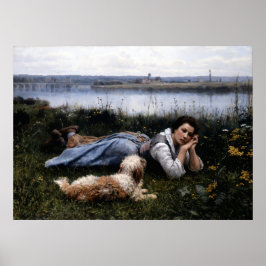 Reverie (flicka som Ljuger på Grass med sin Hund) Poster