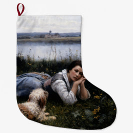 Reverie (flicka som Ljuger på Grass med sin Hund) Stor Julstrumpa