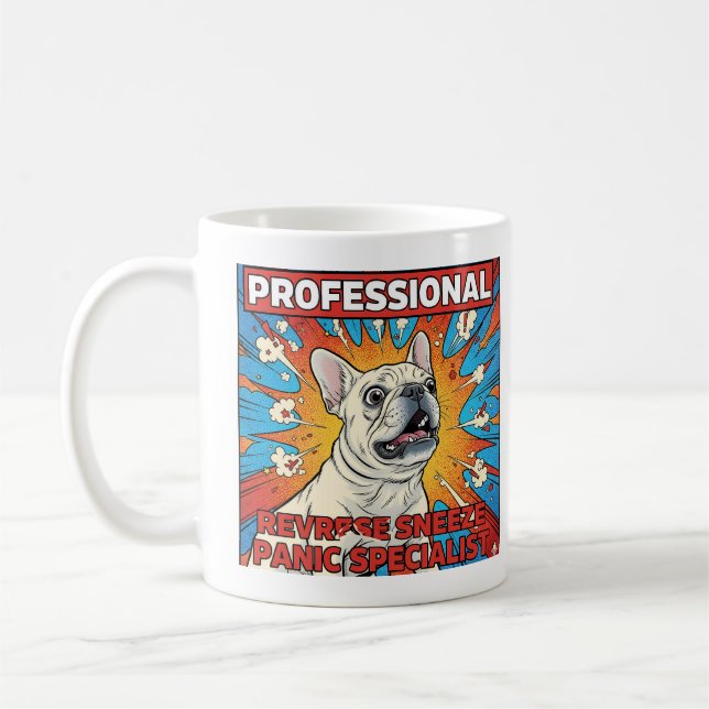 Reverse Sneeze Panic Frenchie Funny Dog Mom Gift Kaffemugg (Vänster)