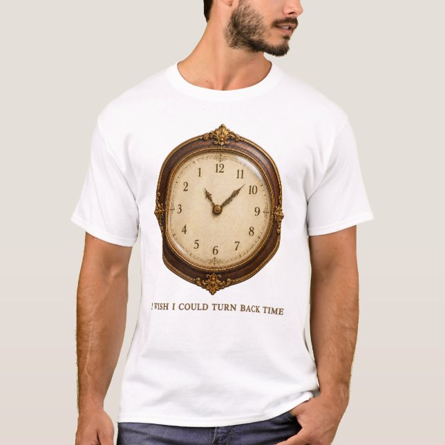 Reverse Time Nostalgia Clock T Shirt (Framsida)