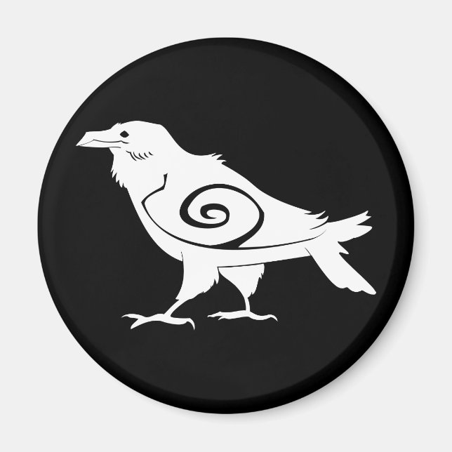 Reverse Tribal Raven Fridge Magnet (Framsidan)