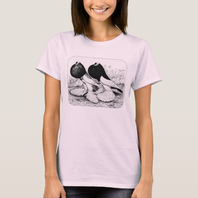 Reversewing Pouter Pigeons Tee Shirt (Framsida)