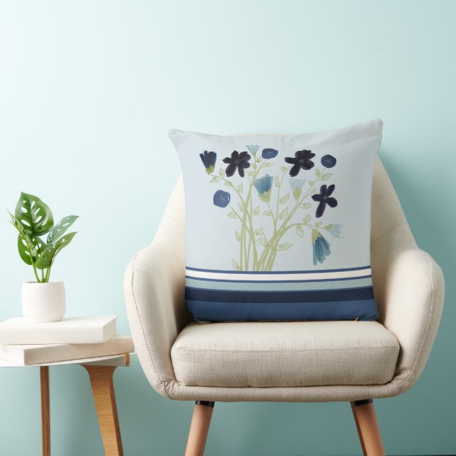 Reversibel av blommigt och Rand Kudde (Stol)