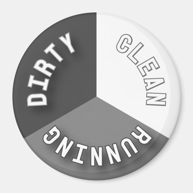 Reversibel Dishwasher Grått Clean Dirty Running Magnet (Framsidan)