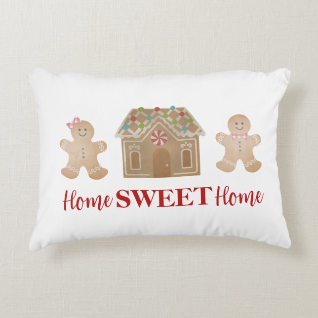 Reversibel Gingerbröd-jul med rött skägg Prydnadskudde (Framsidan)