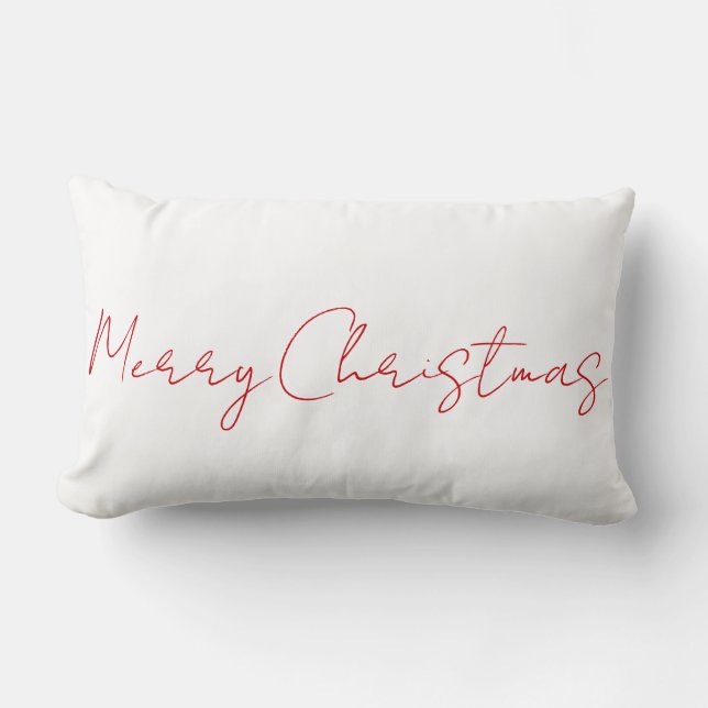 Reversibel God Jul Röd Vit Minimalistisk Lumbarkudde (Framsida)