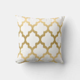Reversibel Guld & White Quatrefoil Modern Mönster Kudde