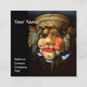 Reversibel huvud med Basket av frukt och druvor Fyrkantigt Visitkort
