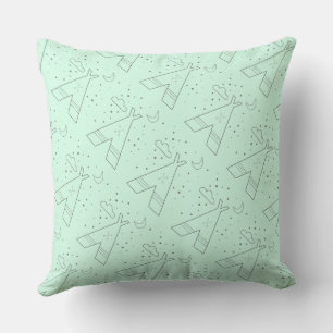 Reversibel Mint Tribal Tepee Mönster Design Kudde