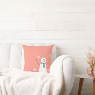 Reversibel Peach Snögubbe-jul Dekorativ kudde