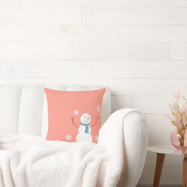 Reversibel Peach Snögubbe-jul Dekorativ kudde (Soffa)