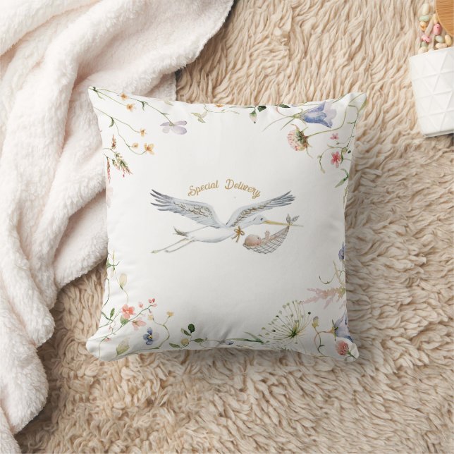 Reversibel Personlig Stork Wildblomribbon Kudde (Filt)