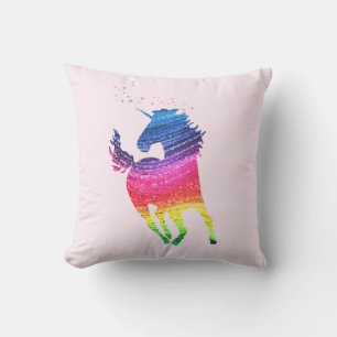 Reversibel Rainbow Rosa Unicorn Kudde
