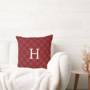 Reversibel röd eller grön rutig monogram jul kudde