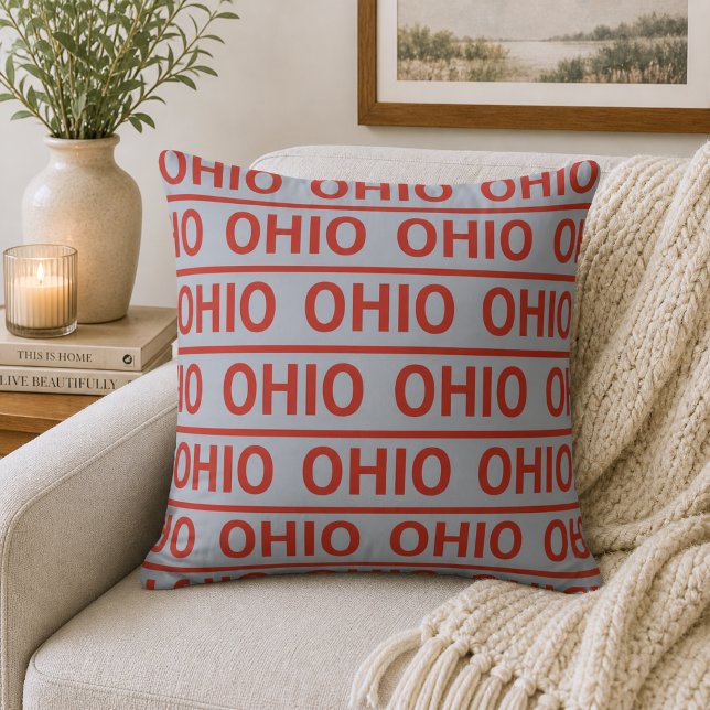 Reversibel röd och grå Ohio Kudde (Skapare uppladdad)