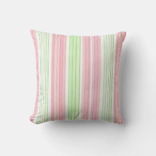Reversibel rosa och grönt rand och blommor kudde