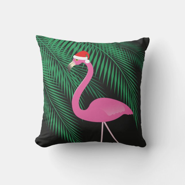 Reversibel Rosa och svart Santa Flamingo Pillow 2 Utomhuskudde (Framsida)