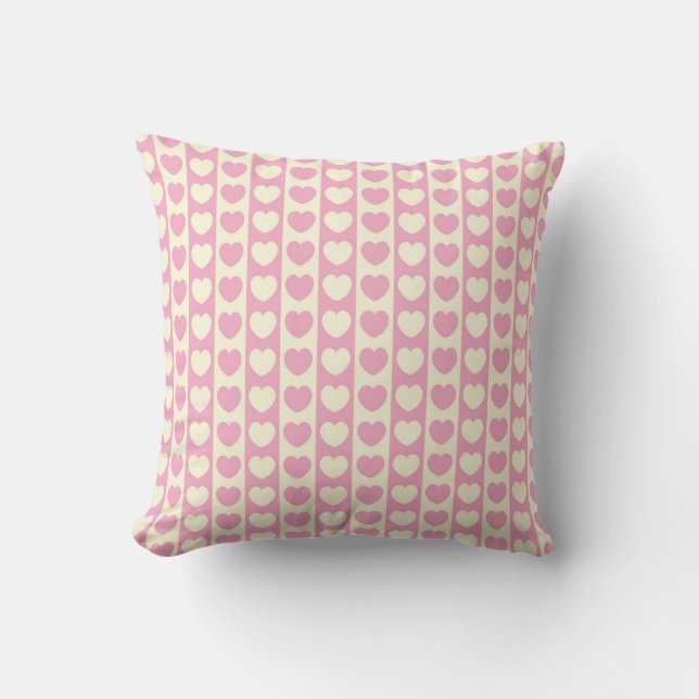 Reversibel Rosa och vithjärtfyllning Kudde (Framsida)