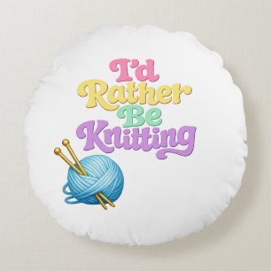 Reversibel stickning virkad rund kudde