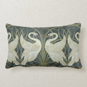 Reversibel Vintage Walter Crane Svan Rush och Iris Lumbarkudde