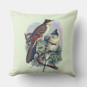 Reversibla Vintage Fåglar Natur Vilda Djur Kudde