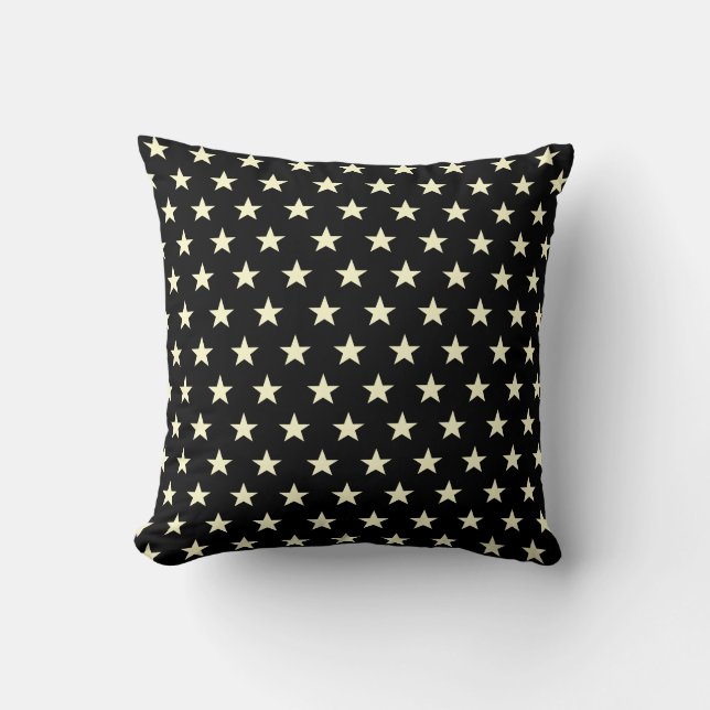 Reversible Black and Cream Star Kudde (Framsida)
