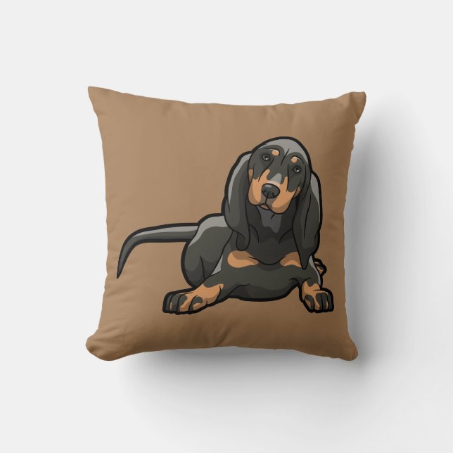 Reversible Black & Tan Coonhound Kudde (Framsida)